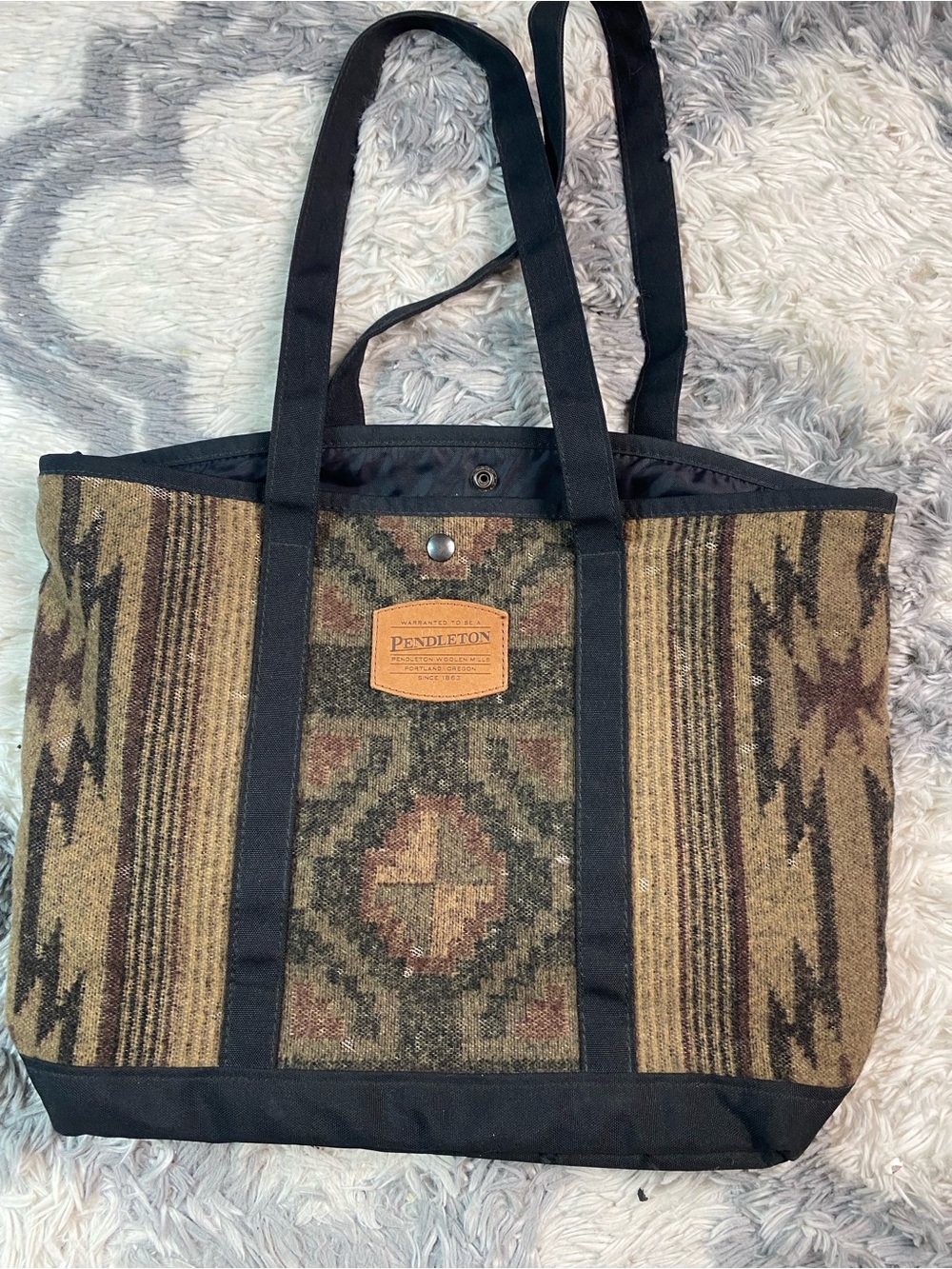 Pendleton Wool Aztec Geometric Tote Bag Southwestern Purse Wool